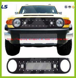 Black Stainless Steel Wire Mesh Packaged Grille with Two LED Lights for 07-15 Toyota Fj Cruiser